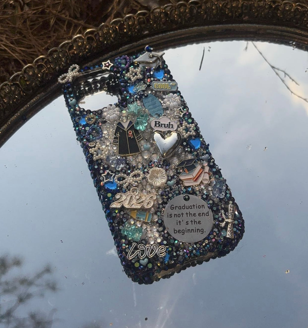 Blue and Silver Graduation/prom Junk Phone Case
